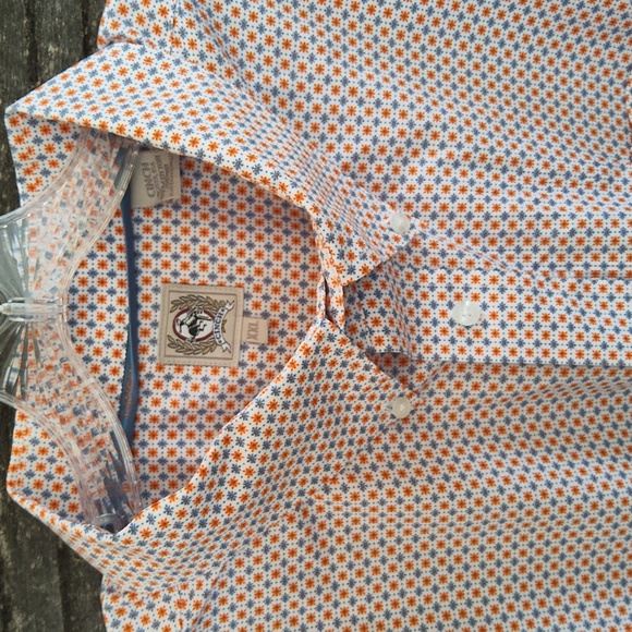 Cinch Men's Blue & Orange Geometric Patterned Button Down Shirt Size XXL - Picture 4 of 8